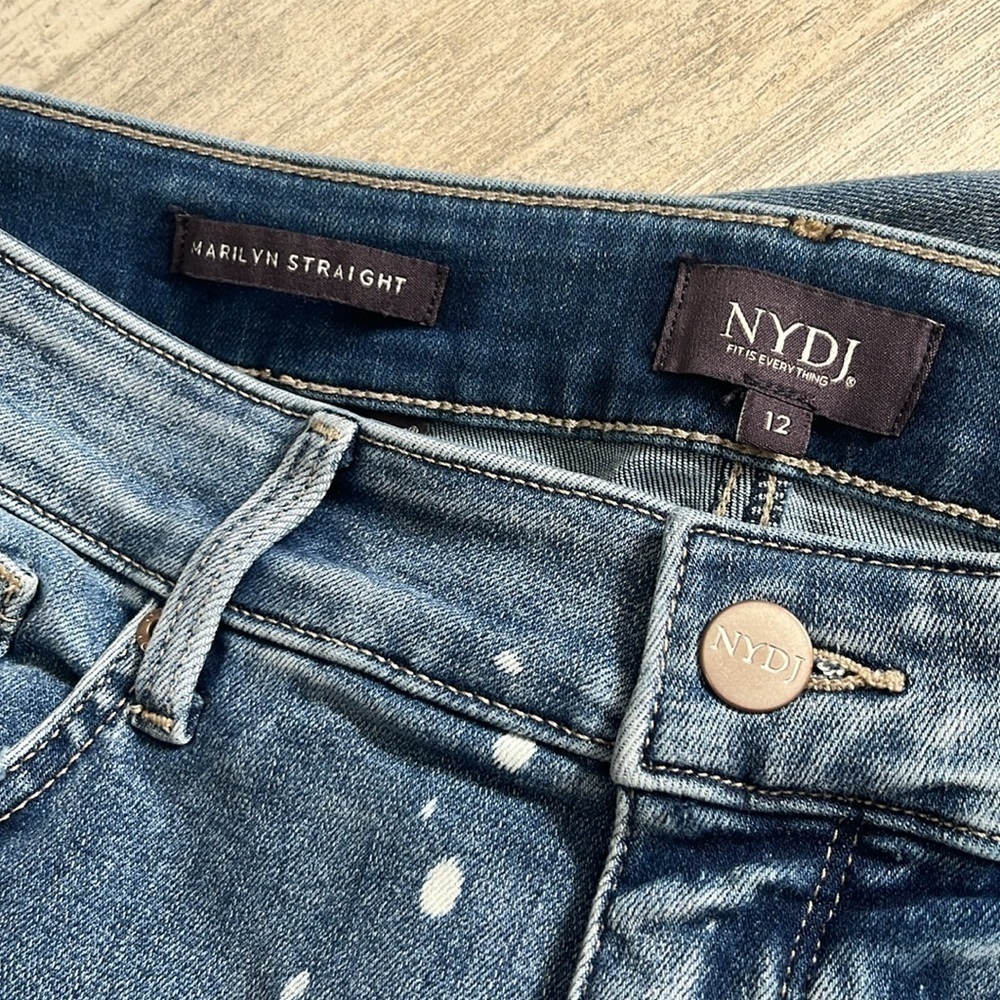 NYDJ Bleach Spattered Crop Jeans Size 12 - Picture 7 of 12